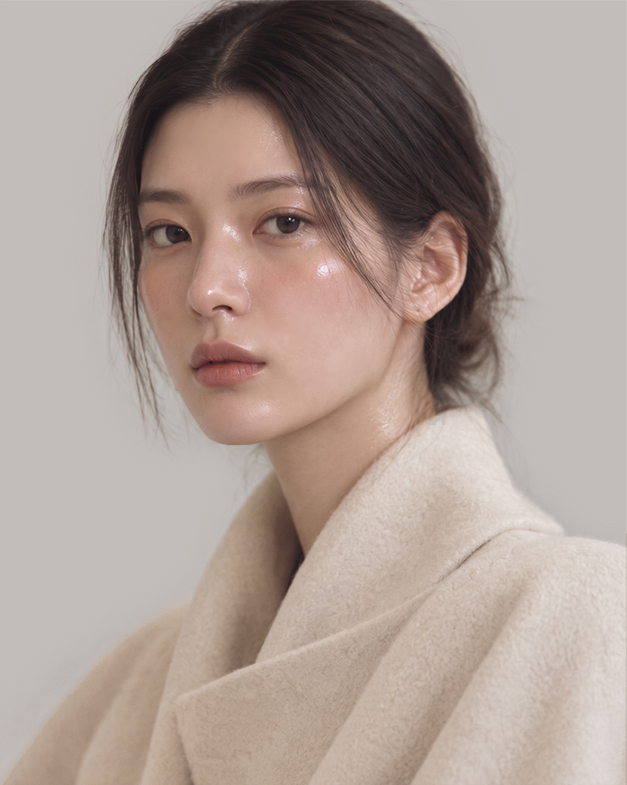 자연스러운 얼굴선과 피부결을 보여주는 여성